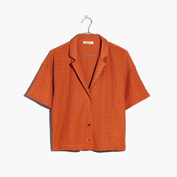 Madewell Tops - Madewell Crinkle-Knit Button-Front Top in Salvaged Barn Color Size XL NWT